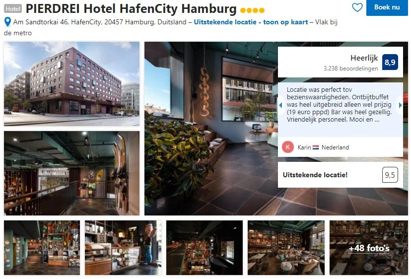 Het PIERDREI Hotel Hafencity Hamburg zoals je het kan vinden op Booking.com